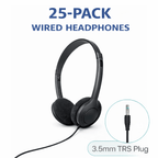 SoundLH Classroom Headphones Black On-Ear, Foam Cushions 25 pack