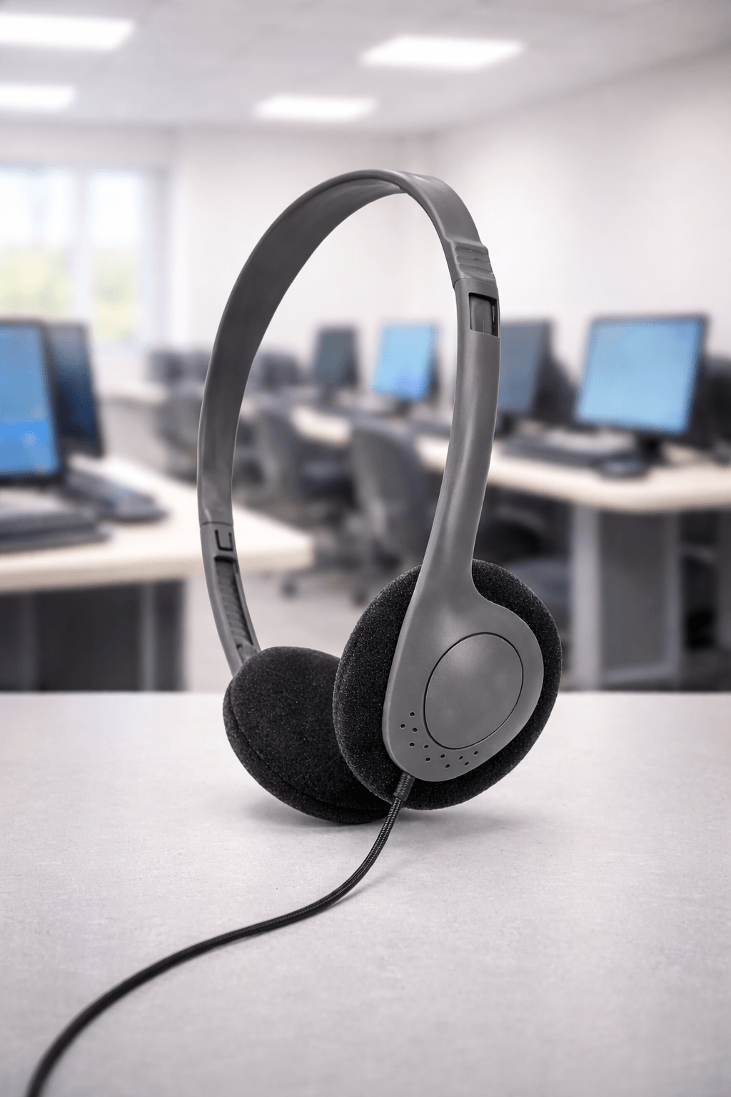 SoundLH bulk classroom headphones black on-ear foam cushions 50 pack