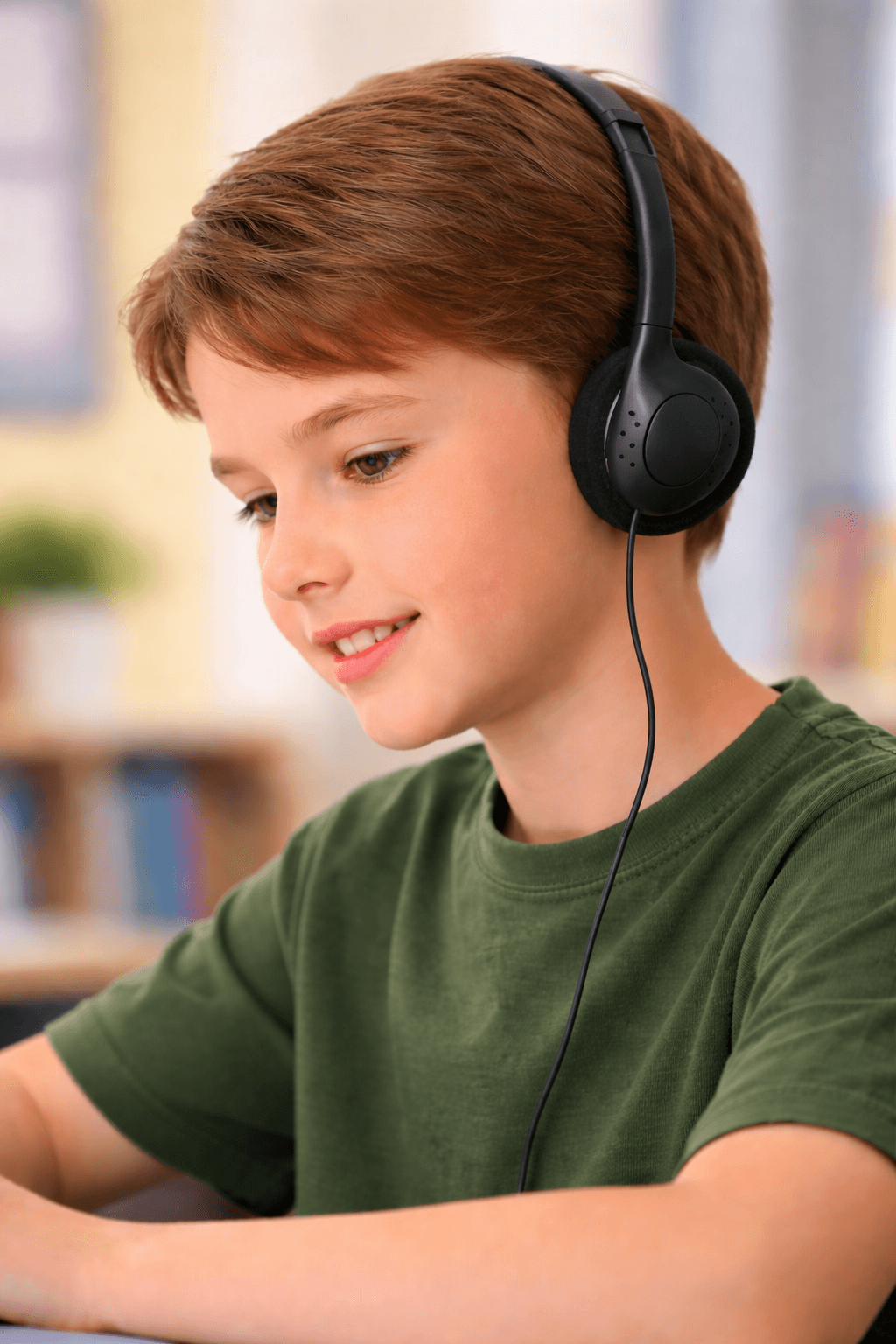 SoundLH on-ear classroom headphones with soft foam ear cushions