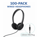 SoundLH classroom headphones 100 pack black on-ear foam cushion