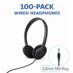SoundLH classroom headphones 100 pack black on-ear foam cushion