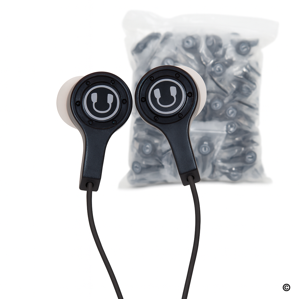 SoundLH 50-Pack Student Earbuds Angled Fit with Silicone Tips