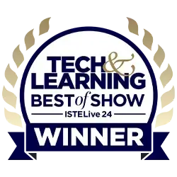 Tech & Learning Best of Show ISTELive 24 Winner badge for educational products.