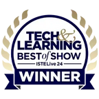Tech & Learning Best of Show ISTELive 24 Winner badge for educational products.