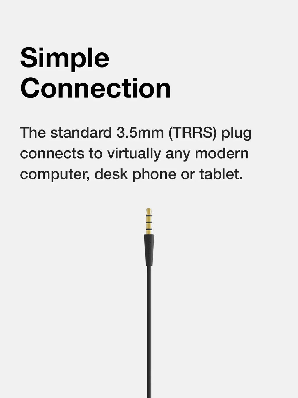 3.5mm TRRS plug detail on Koss UR23i wired over-ear headphones with mic