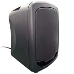 Side view of HamiltonBuhl VENU Mini portable PA system showing compact cabinet design and side panel details.