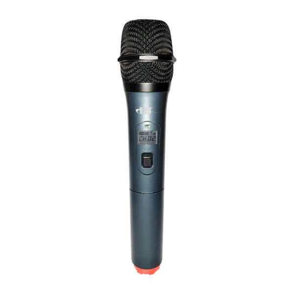 Wireless microphone included with HamiltonBuhl VENU Mini PA system, handheld design with built-in transmitter.