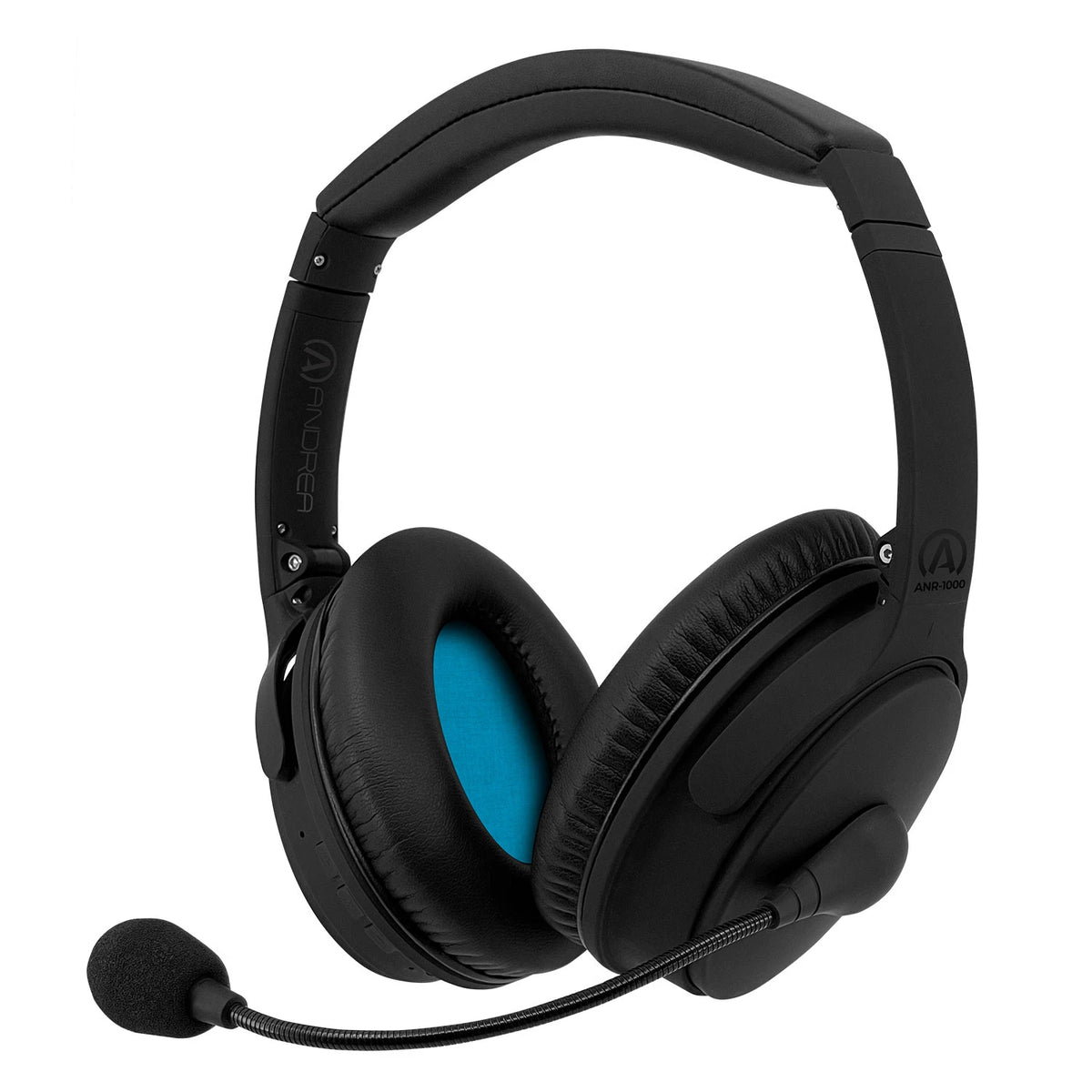 Andrea ANR-1000 Wireless Bluetooth® Headset with Noise Cancelling Microphone and Active Noise Reduction (ANR) Earphones — product view