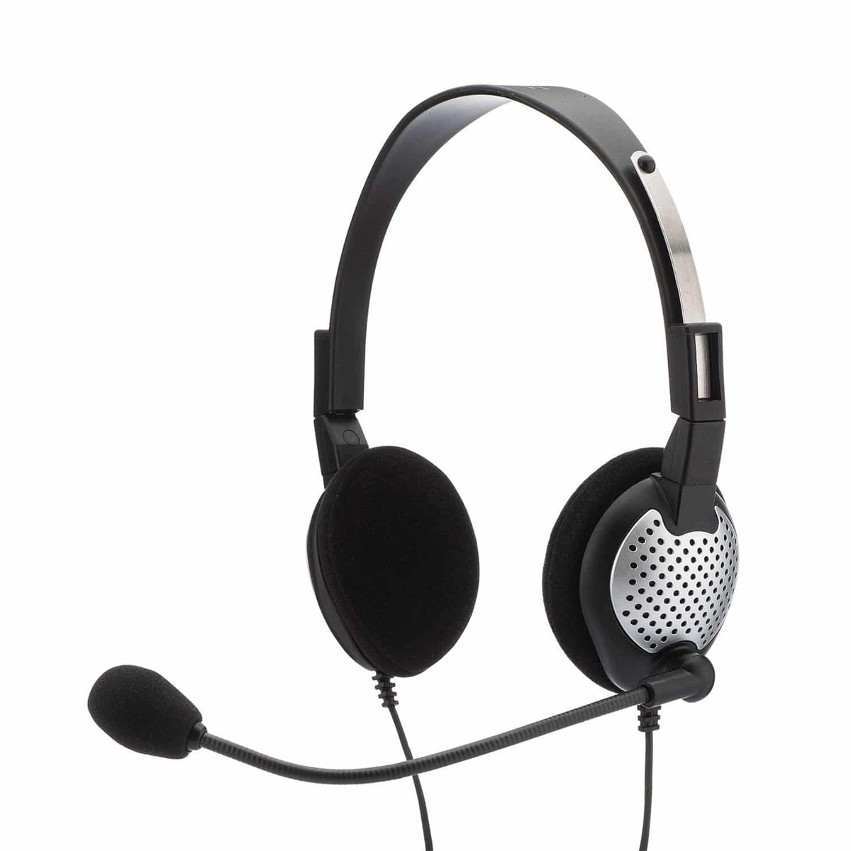 Andrea NC-185 series stereo headset with adjustable metal headband, foam ear cushions and boom microphone