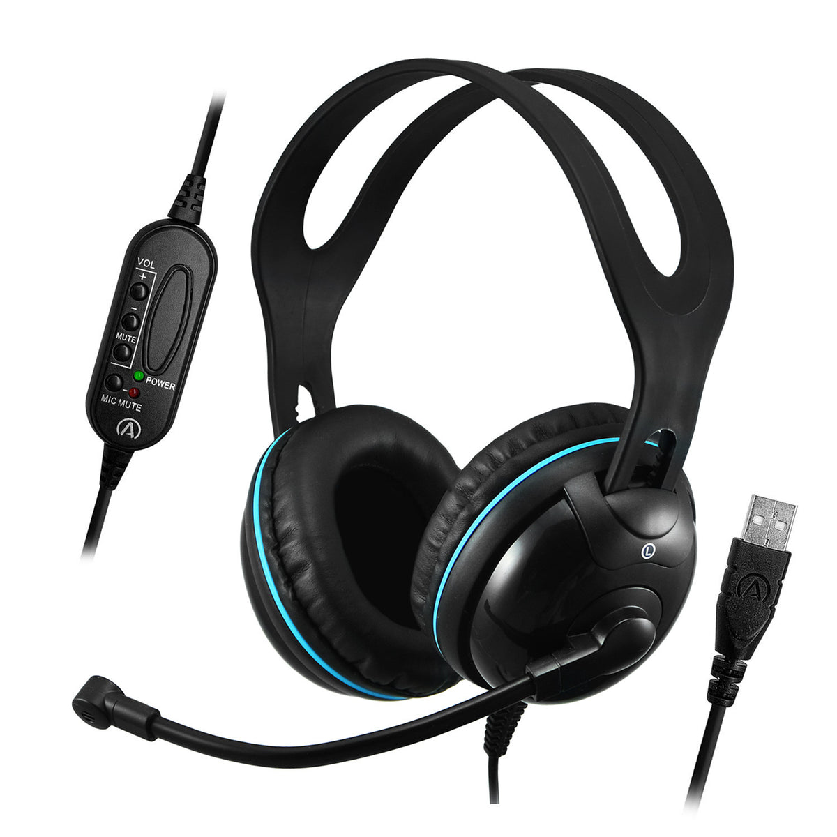 Andrea NC-455VM USB Over-Ear Stereo USB Headset with In-line Volume and Mute Controls — product view