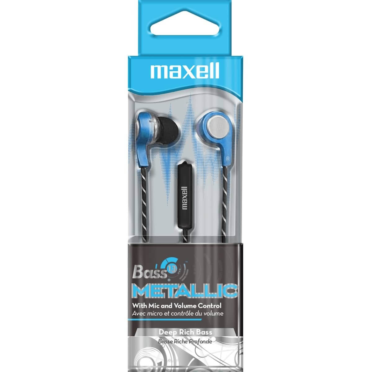 Maxell Bass 13 metallic wired earbuds with mic for music and calls