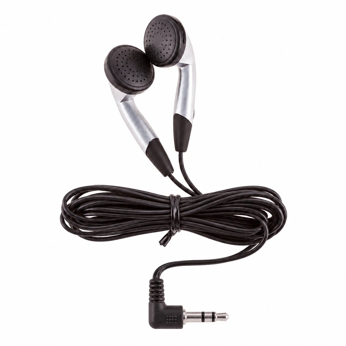 LH-8 earbuds with neatly tied cable and right-angle stereo plug