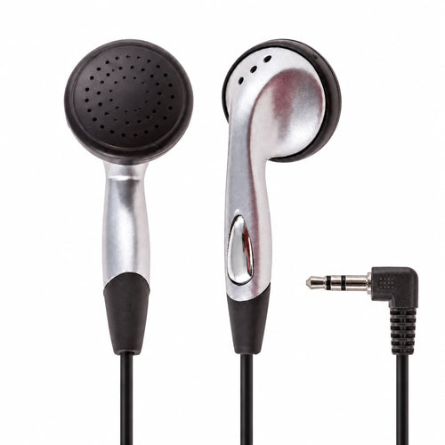 LH-8 silver school earbuds with right-angle 3.5 mm plug; 1,000-pair pack