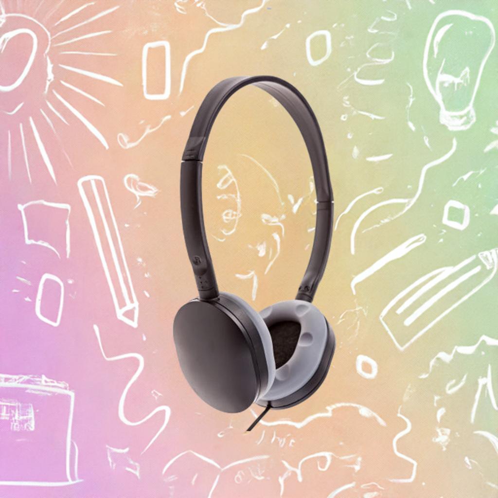 School headphones LH-55 with soft grey earcups, ideal for classrooms, libraries, and education settings.