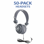 50 pack HamiltonBuhl Favoritz TRRS headsets with inline microphones for classroom use