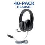40 pack HamiltonBuhl MACH-2 deluxe multimedia headsets with steel reinforced gooseneck microphones