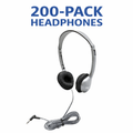 200 pack HamiltonBuhl SchoolMate personal-sized headphones with leatherette ear cushions