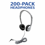 200 pack HamiltonBuhl SchoolMate personal-sized headphones with leatherette ear cushions