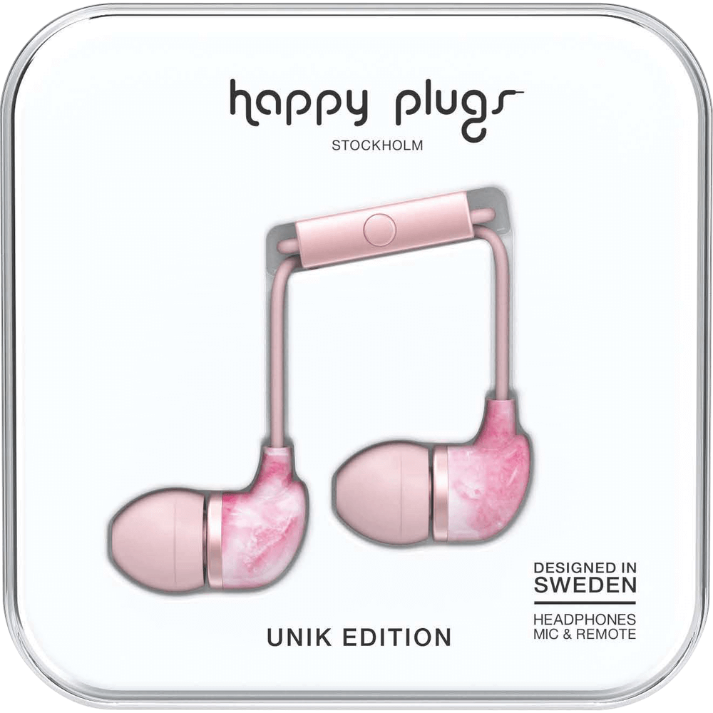 In-Ear Earbuds with Mic in Pink Marble by Happy Plugs