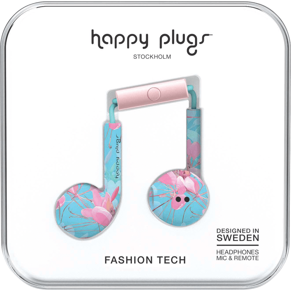 Earbuds Plus with Mic in Botanica Exotic by Happy Plugs