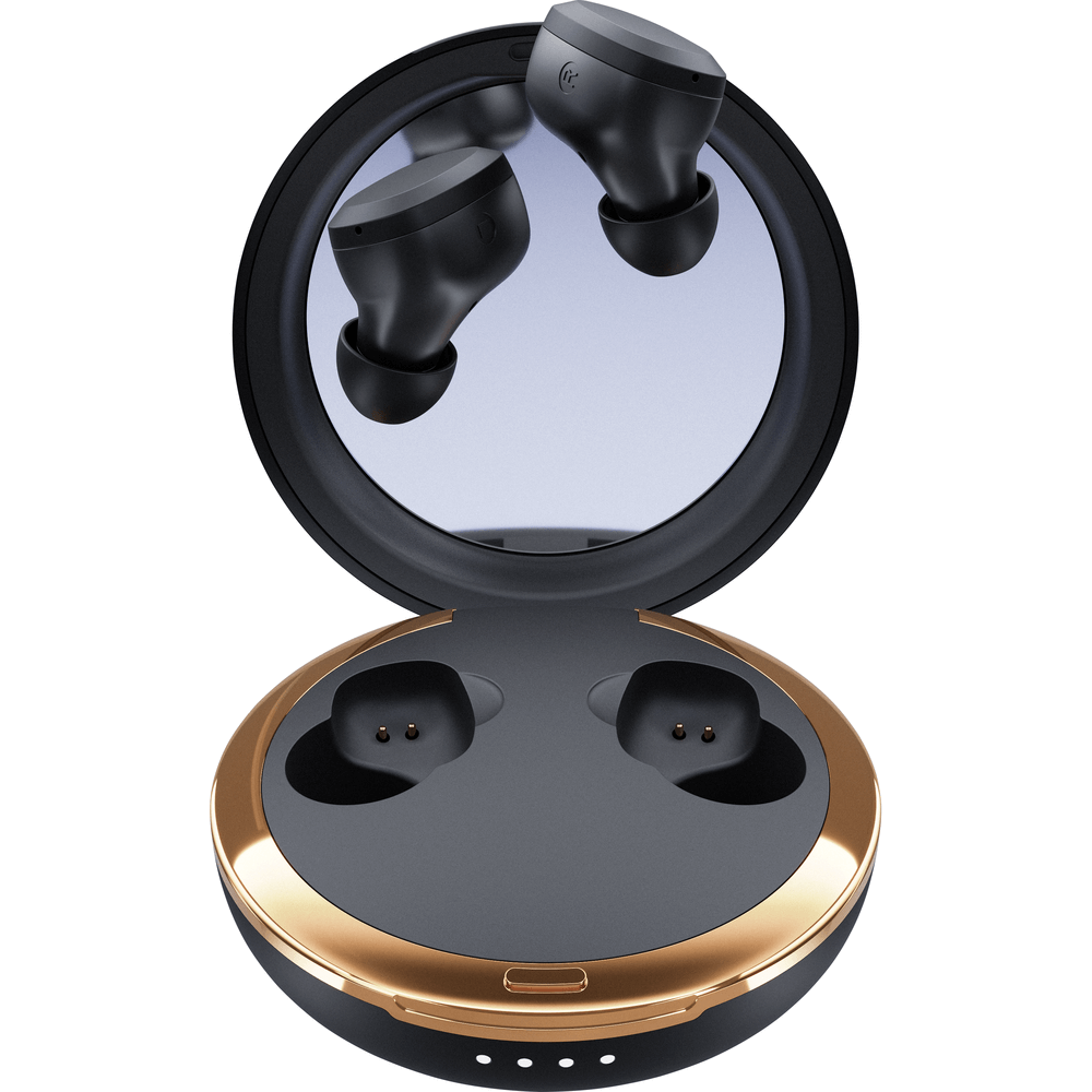 Adore True Wireless with Mirror Compact Earbuds in Black by Happy Plugs