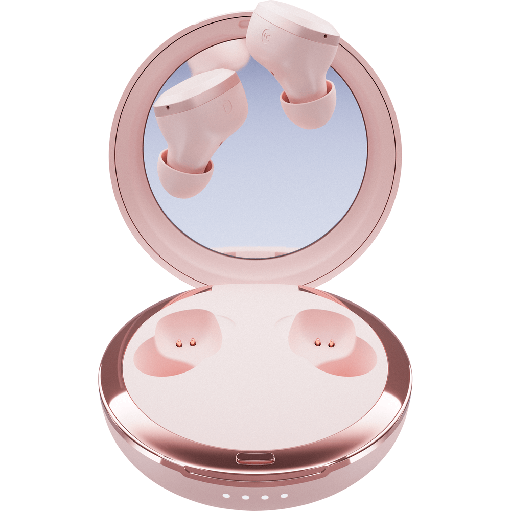 Adore True Wireless with Mirror Compact Earbuds in Pink by Happy Plugs