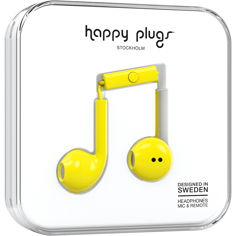 Earbuds Plus with Mic in Yellow by Happy Plugs