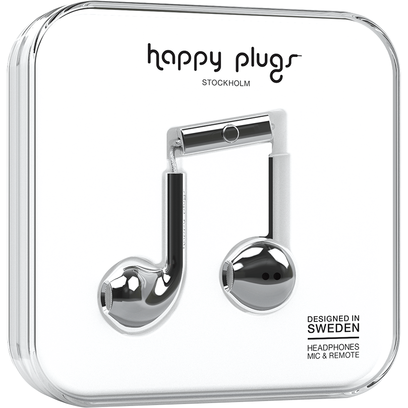 Earbuds Plus with Mic in Silver by Happy Plugs