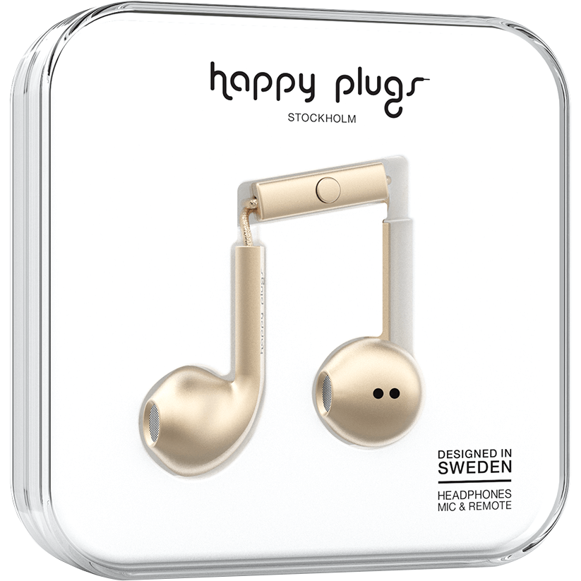 Earbuds Plus with Mic in Matte Gold by Happy Plugs