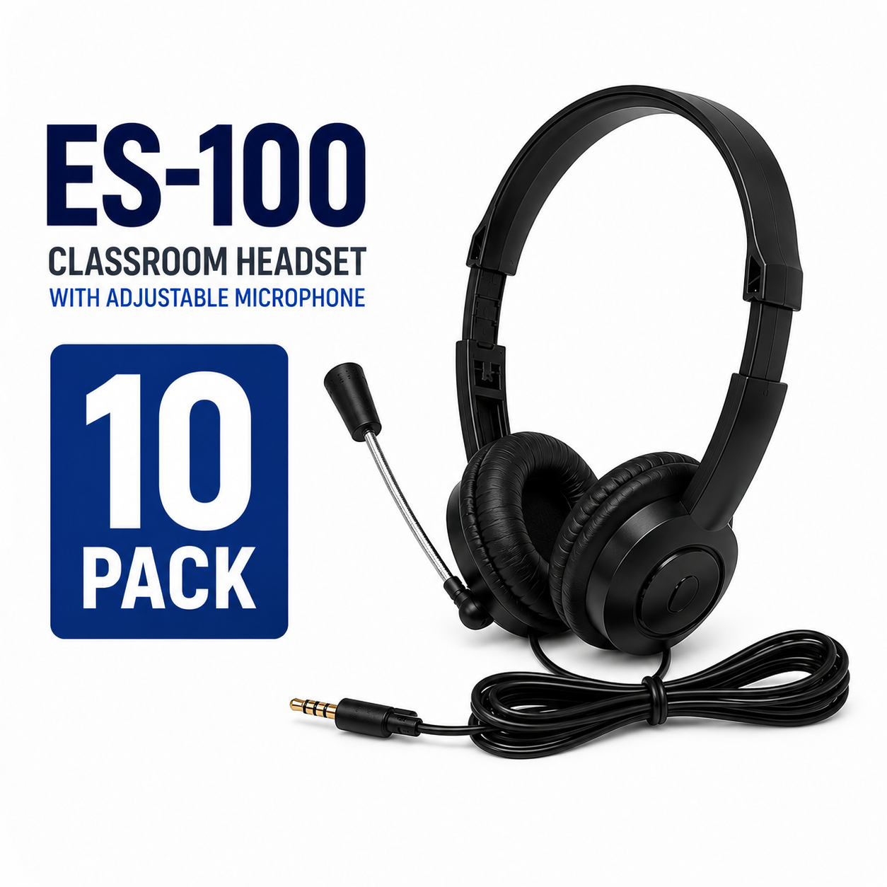 LH Essential Series™ ES-100 TRRS Classroom Headset with Microphone – 10 Pack