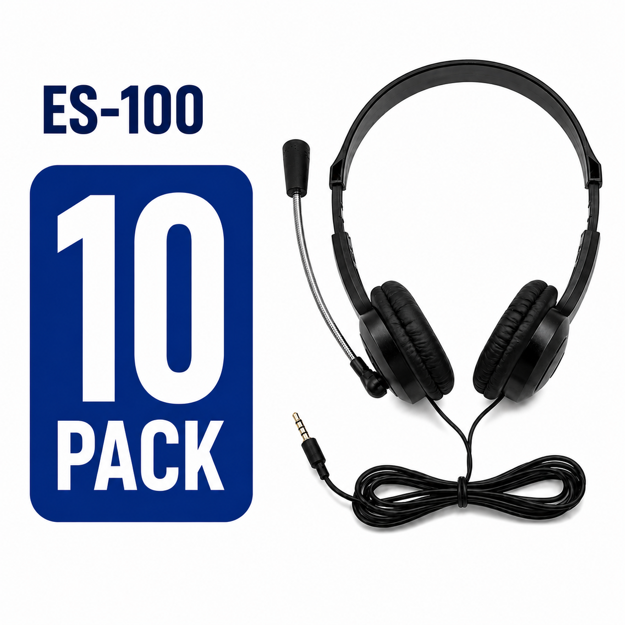 LH Essential Series™ ES-100 TRRS Classroom Headset with Microphone – 10 Pack