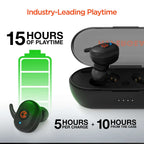 Active true wireless earbuds in black with in-ear design for portable audio