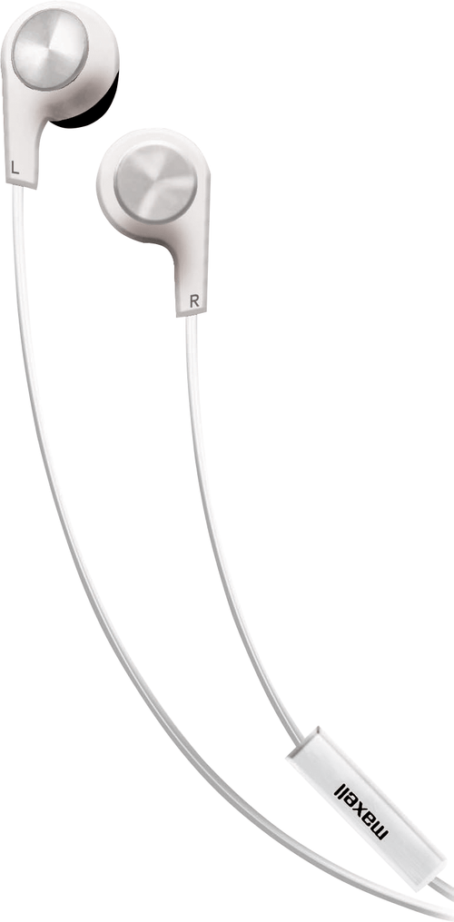 Maxell Bass 13 wired in-ear earphones with mic for music and calls -White