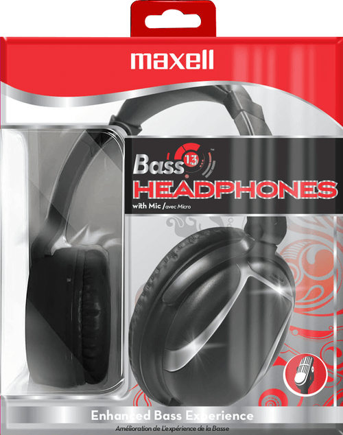 Maxell Bass 13 heavy bass headphones with microphone over-ear design