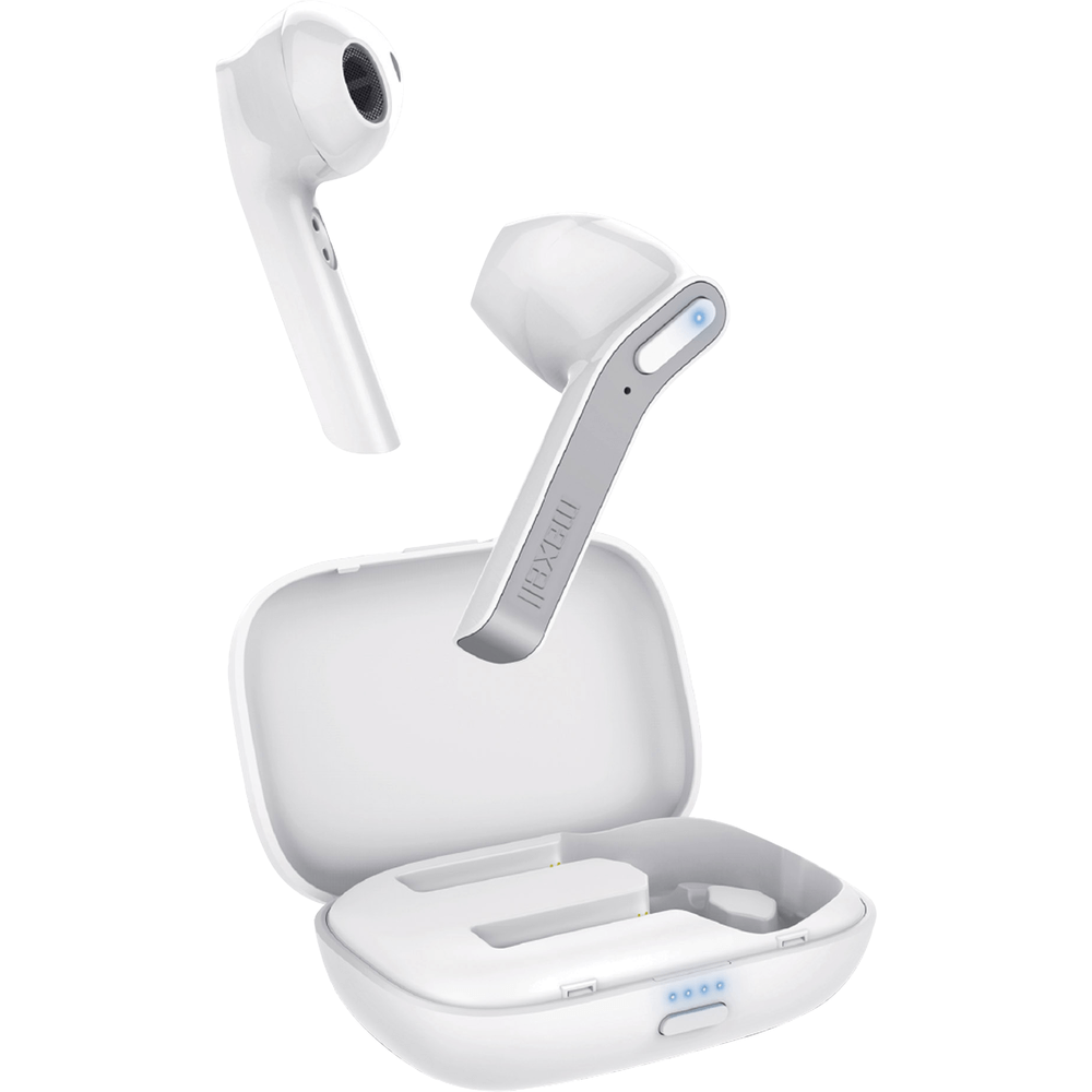 Maxell Mini true wireless earbuds with compact charging case - White