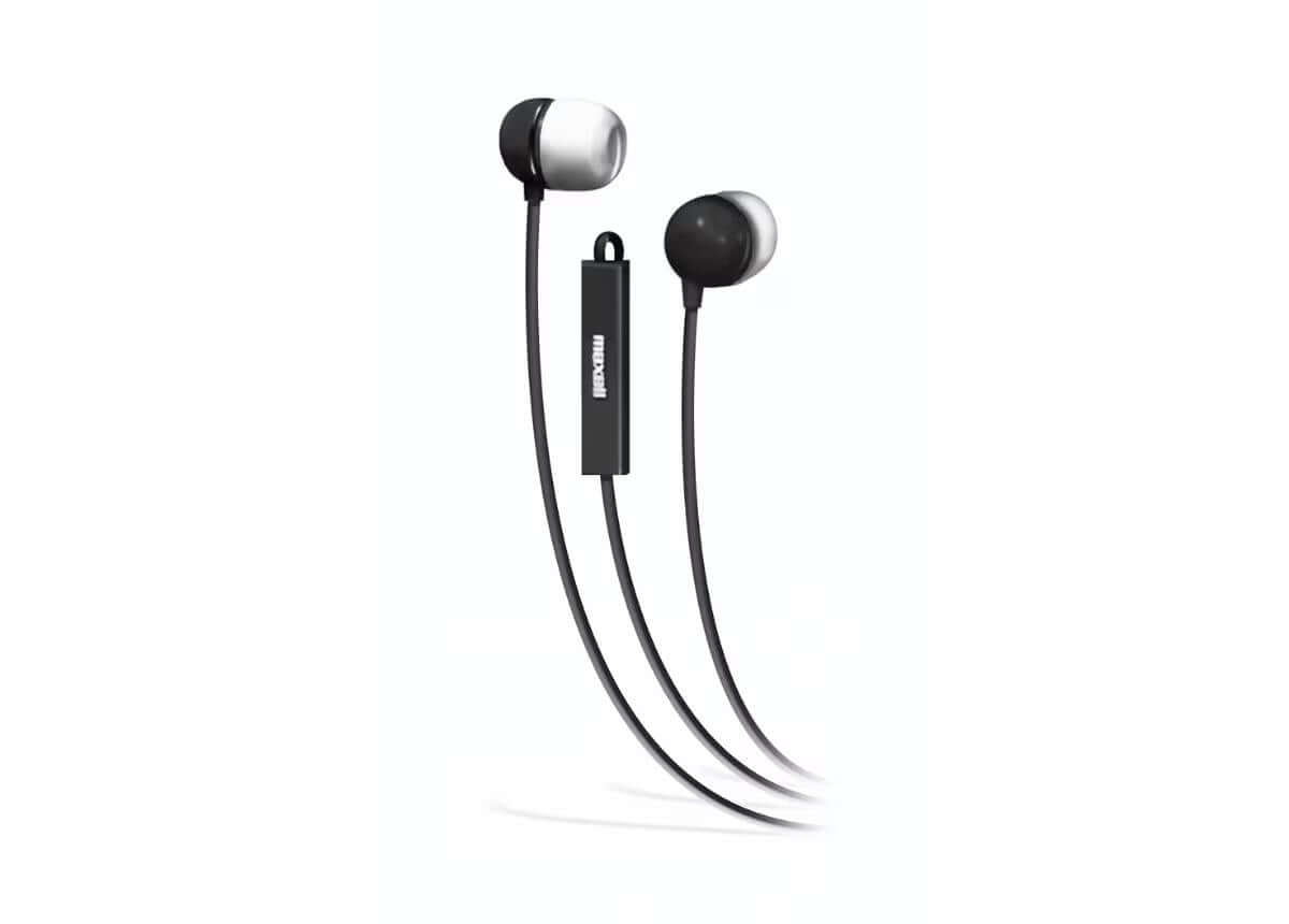 Maxell in-ear earbuds with microphone wired earphones - Black