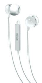 Maxell in-ear earbuds with microphone wired earphones - White