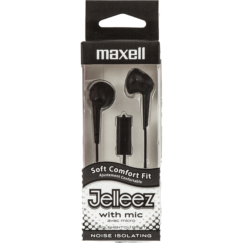 Maxell Jelleez wired earbuds with microphone in-ear earphones - Black