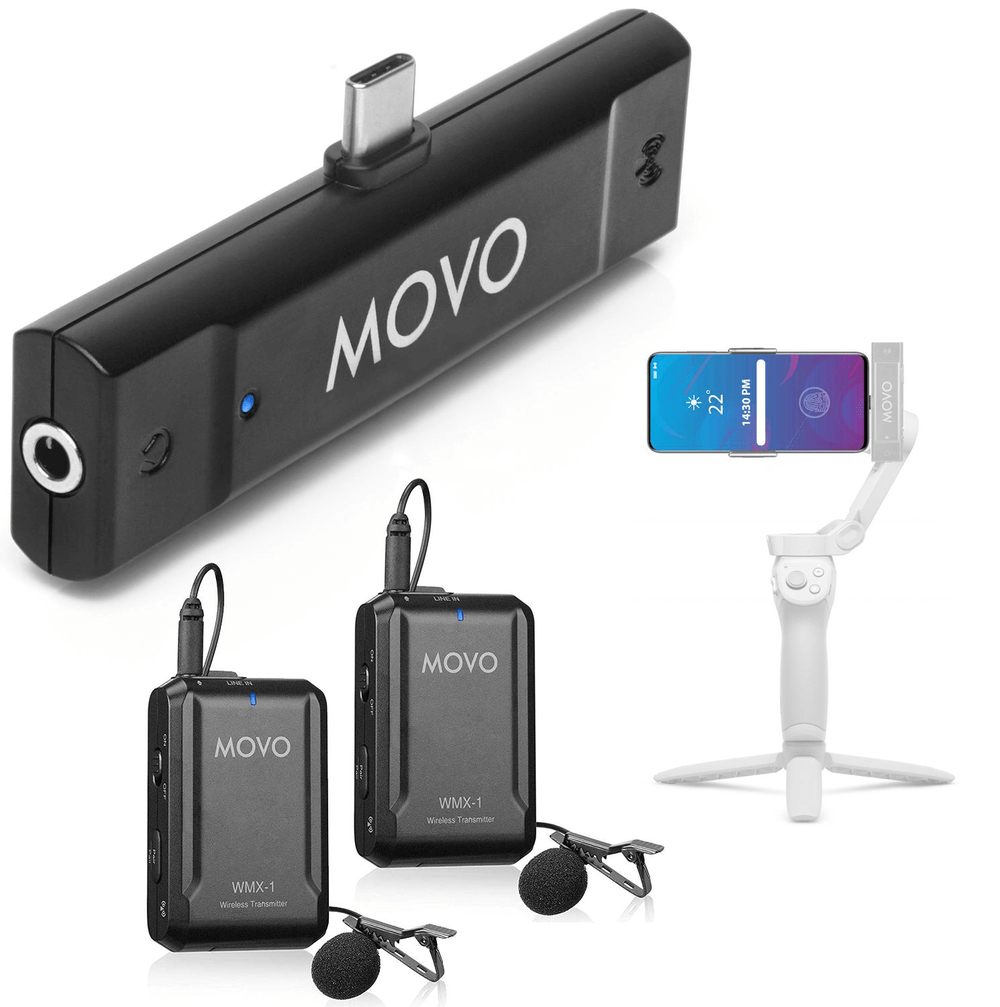 Movo dual wireless USB-C lavalier microphone system for smartphone recording