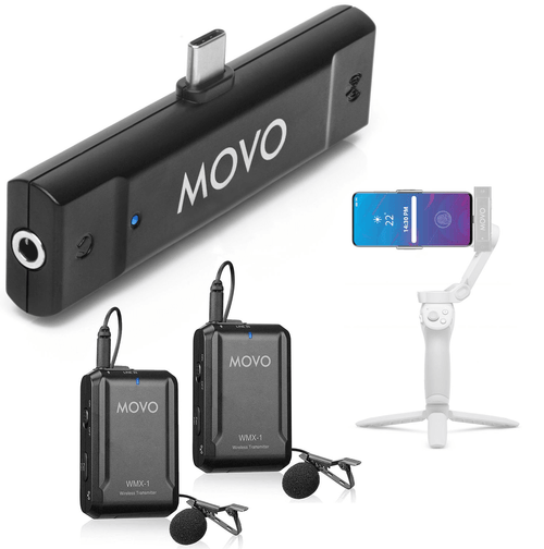Movo dual wireless USB-C lavalier microphone system for smartphone recording