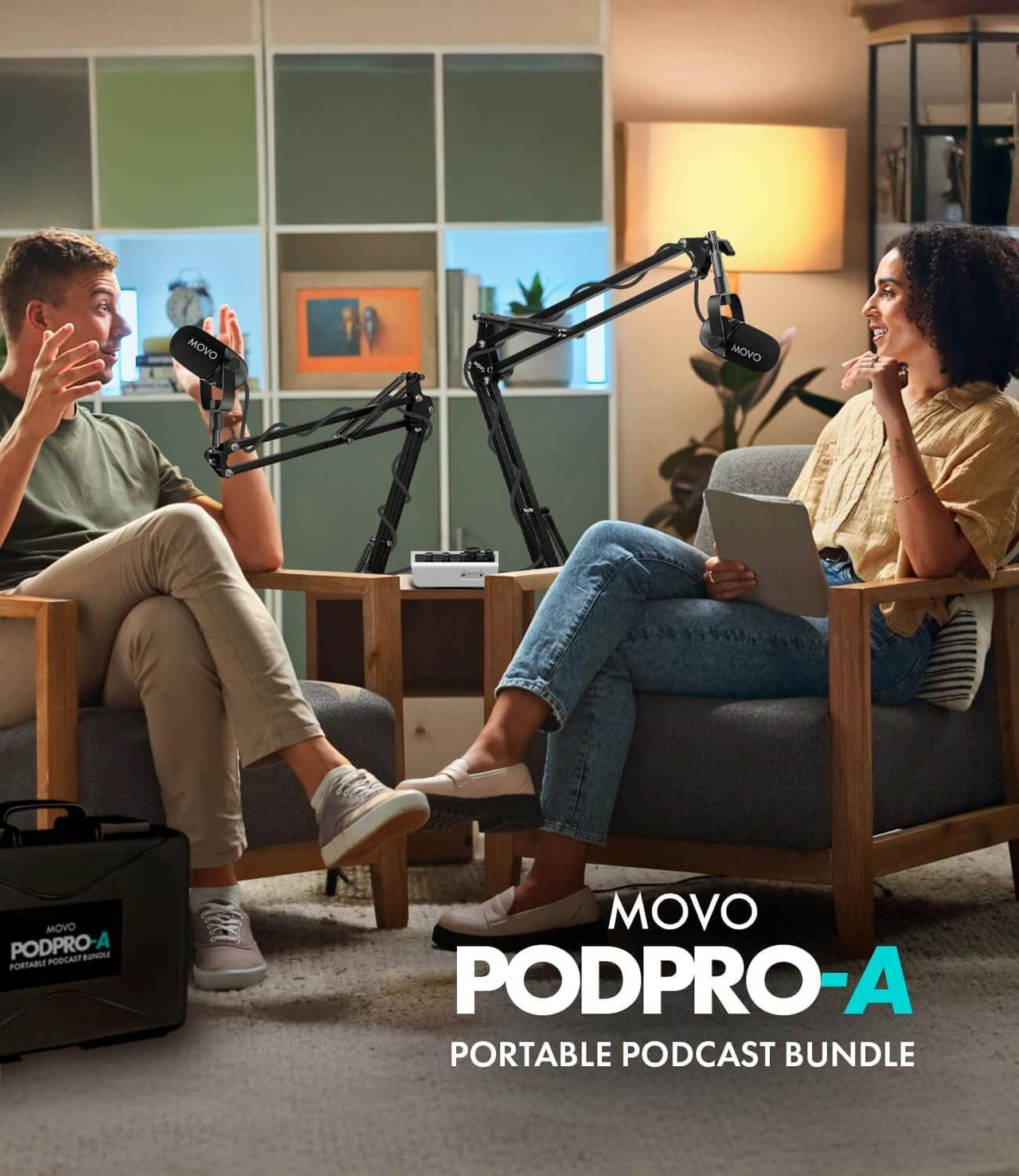 PodPro-A Portable Podcast Bundle with Boom Arms  Movo Photo