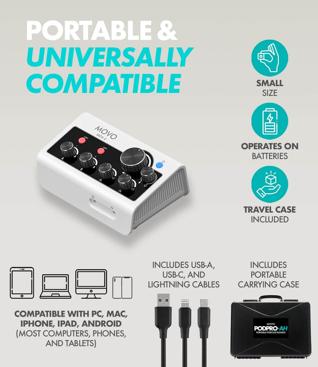 Movo PodPro-AH podcast kit with microphones boom arms and headphones