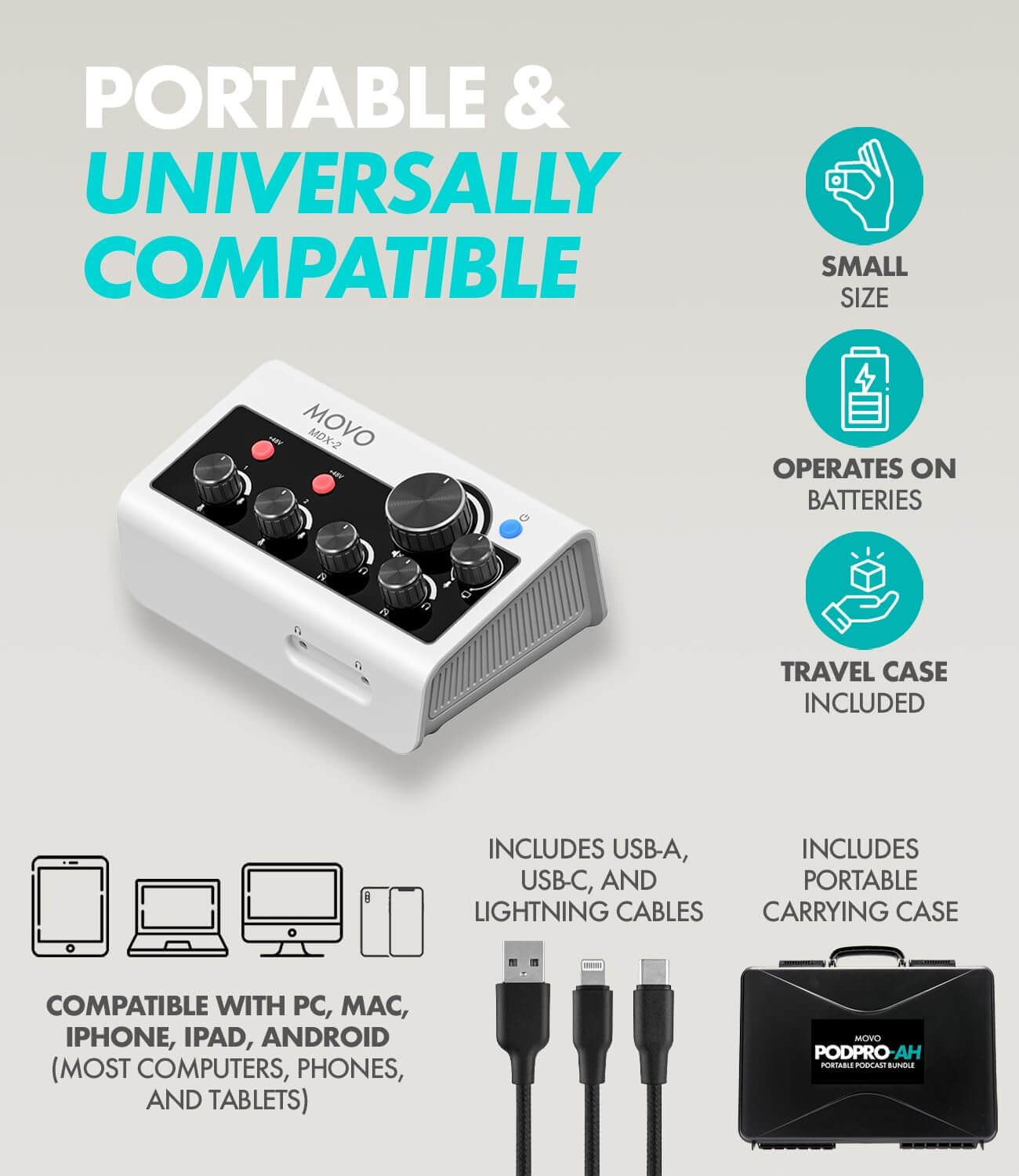 Movo PodPro-AH podcast kit with microphones boom arms and headphones