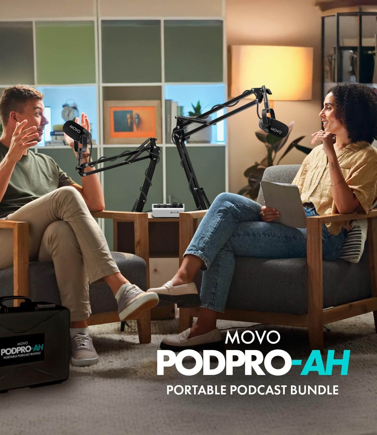 Movo PodPro-AH podcast bundle for recording podcasts and interviews