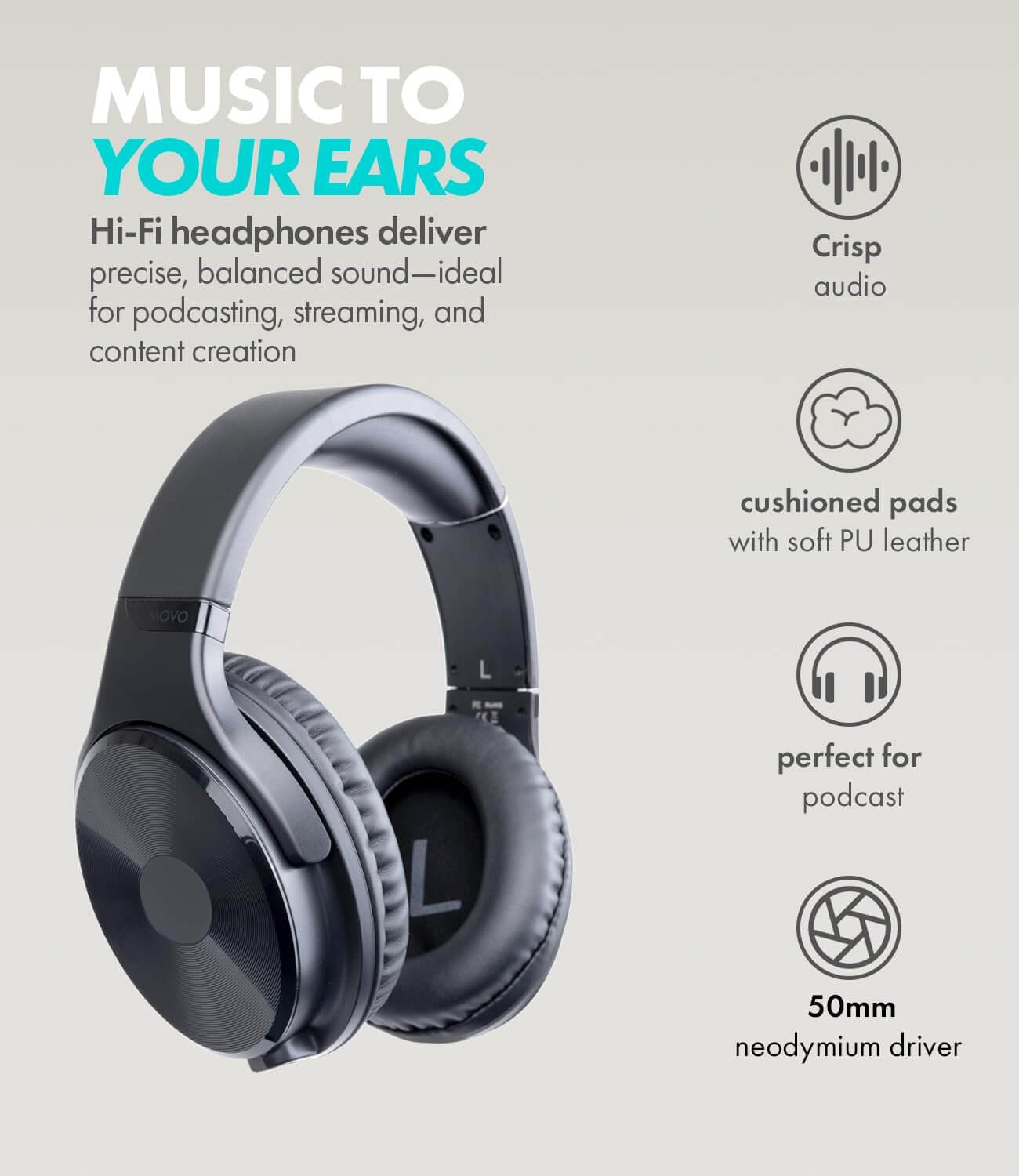 Movo PodPro-AH podcast bundle with boom arms microphones and headphones