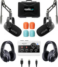 Movo PodPro-AH portable podcast bundle with boom arms and headphones