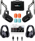 Movo PodPro-AH portable podcast bundle with boom arms and headphones