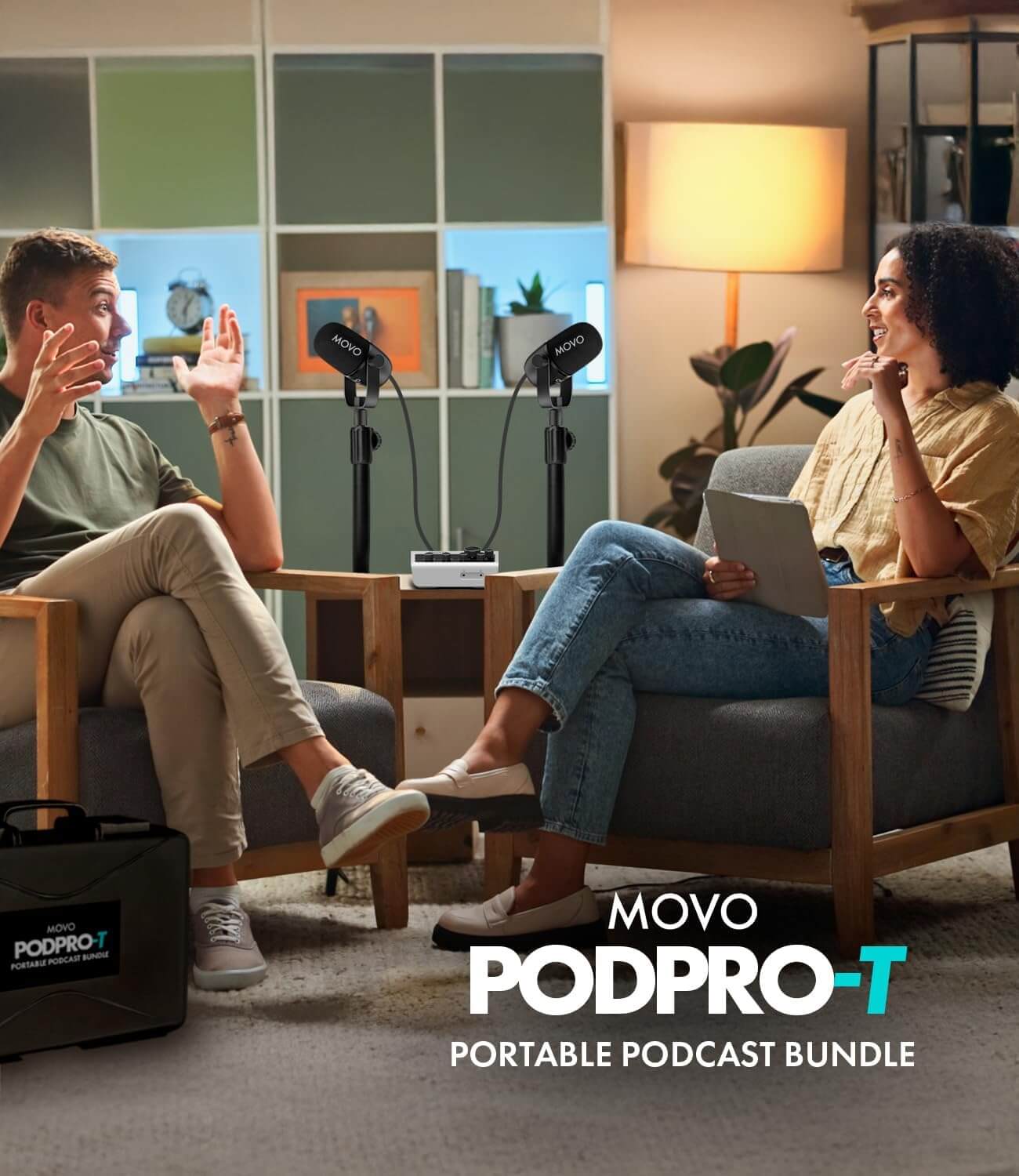 Movo PodPro-T podcast bundle for recording podcasts and interviews