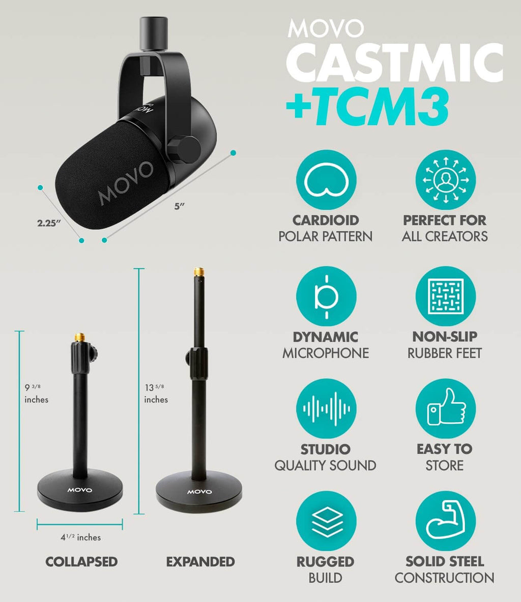 Portable Movo PodPro-T podcast kit for recording and streaming