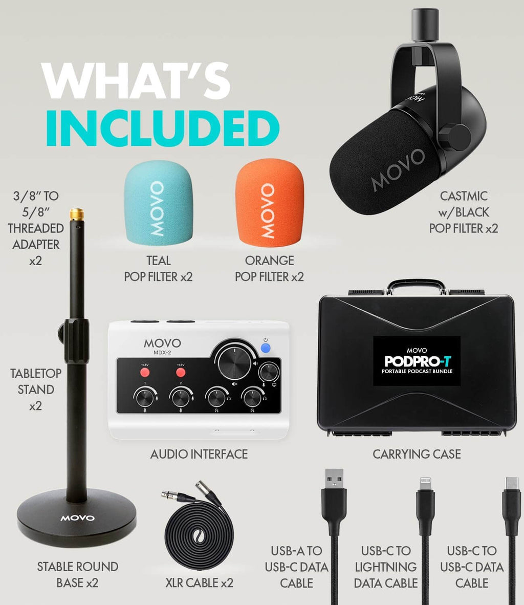 Movo PodPro-T setup for podcast interviews and content creation